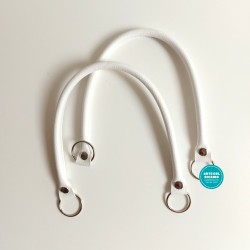 Handles for Handbag in Faux Leather White Color